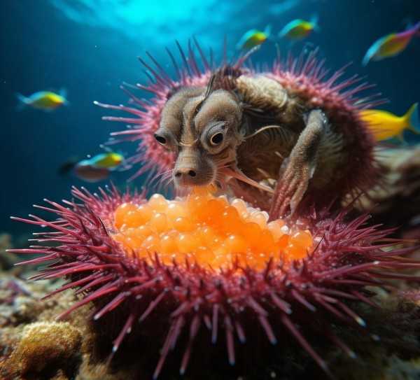 海胆美味揭秘，探究海洋美食的奥秘所在,揭秘海洋美食之谜，海胆究竟吃的是哪个部位？,营养价值,风味,美味佳肴,第1张